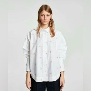 ZARA Pegasus Embroidered Shirt Sz S